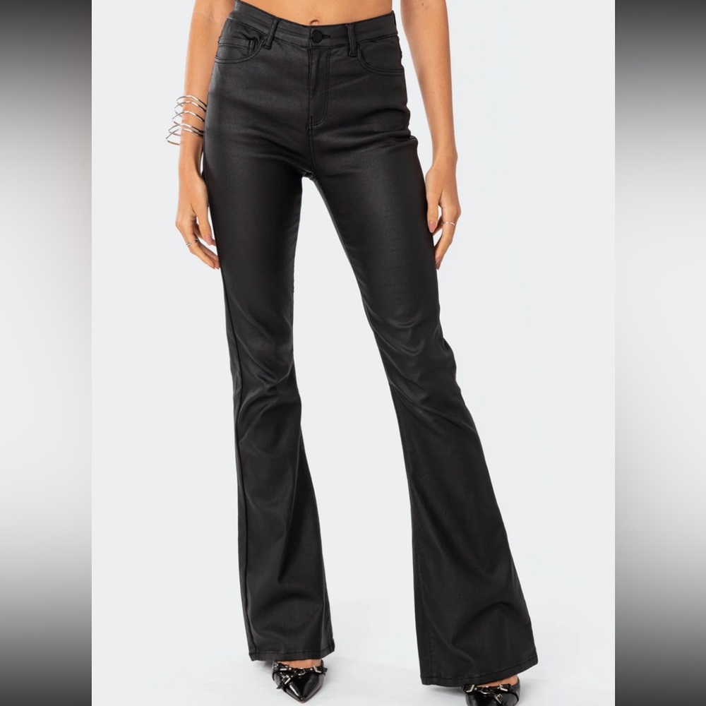 Luna Faux Leather Flare Jeans